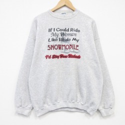 XL★古着 TULTEX 長袖 スウェット メンズ  90年代 90s スノーモービル ルーネック 薄グレー 霜降り 26mar04