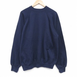 XL★古着 TULTEX 長袖 スウェット メンズ 90年代 90s 無地 ラグラン クルーネック USA製 紺 26mar04