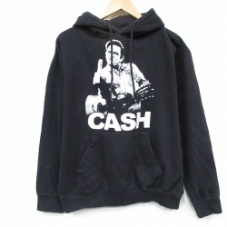 L★古着 長袖 ロック バンド スウェット パーカー メンズ ジョニーキャッシュ 黒 26mar03