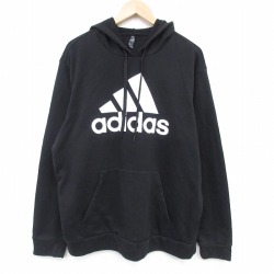 XL★古着 アディダス adidas 長袖 スウェット パーカー メンズ ビッグロゴ 大きいサイズ 黒 26mar09