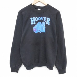 XL★古着 フルーツオブザルーム 長袖 スウェット メンズ 90年代 90s HOOVER ラグラン クルーネック USA製 黒 26mar09