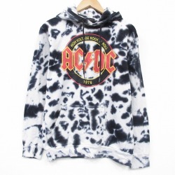 M★古着 長袖 ロック バンド スウェット パーカー メンズ AC/DC 白他 タイダイ 26mar10