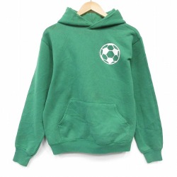 M★古着 ラッセル 長袖 スウェット パーカー メンズ 80年代 80s サッカーボール USA製 薄緑 26mar10