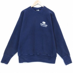 XL★古着 キャンバー 長袖 スウェット メンズ 90年代 90s PATCO 大きいサイズ クルーネック USA製 紺【spe】 26mar07
