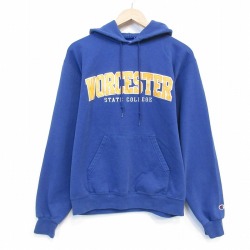 M★古着 チャンピオン champion 長袖 スウェット パーカー メンズ 00年代 00s WORCESTER クルーネック 薄紺 26mar07