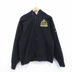 L★古着 キャンバー 長袖 フルジップ スウェット パーカー メンズ 90年代 90s チームスターズUSA製 黒【spe】 26mar13