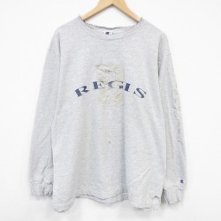 XL★古着 チャンピオン champion 長袖 スウェット メンズ 90年代 90s REGIS ボロ クルーネック 薄グレー 霜降り 26mar12
