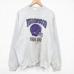 XL★古着 フルーツオブザルーム 長袖 スウェット メンズ 90年代 90s リトルホークス 大きいサイズ クルーネック USA製 薄グレー 霜降り 26mar12