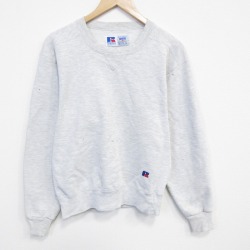 S★古着 ラッセル 長袖 スウェット メンズ 90年代 90s ワンポイントロゴ クルーネック USA製 薄グレー 霜降り【spe】 26mar14