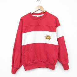 M★古着 ロンドンフォグ 長袖 スウェット メンズ 80年代 80s ツートンカラー ラグラン クルーネック USA製 赤他 26apr01