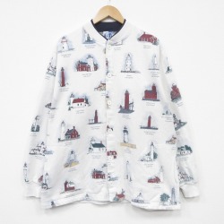 【20%OFF】ART UNLIMITED 90s 長袖スウェットカーディガン 灯台 ホワイト XL | 古着