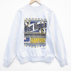 L★古着 オニータ ONEITA 長袖 スウェット メンズ 90年代 90s ウエストバージニア クルーネック USA製 薄グレー 霜降り 26mar17