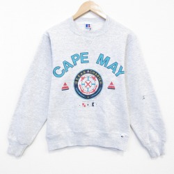 S★古着 ラッセル 長袖 スウェット メンズ 90年代 90s CAPE クルーネック USA製 薄グレー 霜降り 26mar17