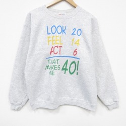 M★古着 ヘインズ 長袖 スウェット メンズ 90年代 90s LOOK クルーネック USA製 薄グレー 霜降り 26mar18