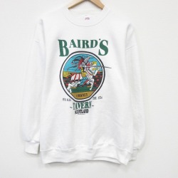 L★古着 長袖 スウェット メンズ BAIRDS クルーネック USA製 白 26mar18