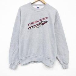 L★古着 ラッセル 長袖 スウェット メンズ 00年代 00s フロリダ 刺繍 クルーネック 薄グレー 霜降り【spe】 26mar18