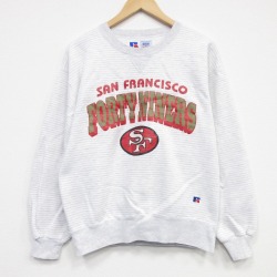 ラッセル 90s 長袖スウェット NFL サンフランシスコフォーティナイナーズ グレーボーダー M | 古着