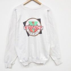 L★古着 長袖 スウェット メンズ 90年代 90s フランス ラグラン クルーネック 白 26mar25