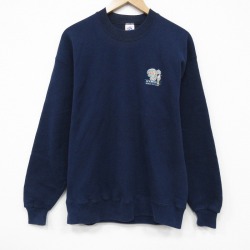 L★古着 ジャージーズ 長袖 スウェット メンズ 90年代 90s BJ クルーネック USA製 薄紺 26mar25