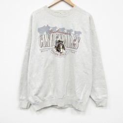 XL★古着 長袖 スウェット メンズ 90年代 90s 馬 クルーネック USA製 薄グレー 霜降り 26mar25