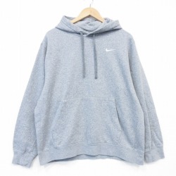 XL★古着 ナイキ NIKE 長袖 スウェット パーカー メンズ ワンポイントロゴ グレー 霜降り 26apr04