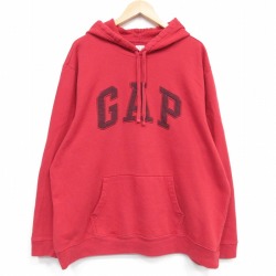 XL★古着 ギャップ GAP 長袖 スウェット パーカー メンズ ビッグロゴ 大きいサイズ 赤 26apr04