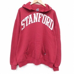 XL★古着 ラッセル 長袖 スウェット パーカー メンズ 00年代 00s スタンフォード 大きいサイズ USA製 赤 26apr07