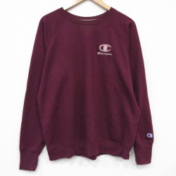 L★古着 チャンピオン champion 長袖 スウェット メンズ ワンポイントロゴ ラグラン クルーネック エンジ 26apr07