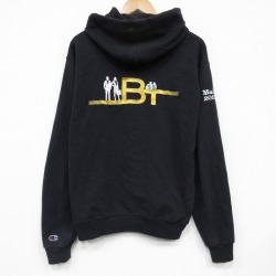 M★古着 チャンピオン champion 長袖 スウェット パーカー メンズ BT 刺繍 黒 26apr07
