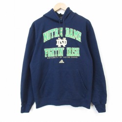 M★古着 アディダス adidas 長袖 スウェット パーカー メンズ ノートルダム 紺 26apr04