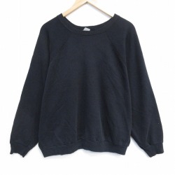 XL★古着 TULTEX 長袖 スウェット メンズ 80年代 80s 無地 クルーネック USA製 黒 26apr06