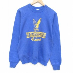 M★古着 フルーツオブザルーム 長袖 スウェット メンズ 80年代 80s ファルコンズ ラグラン クルーネック USA製 青 26apr06