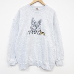 フルーツオブザルーム 00s 長袖スウェット シェパード刺繍 グレー XL | 古着