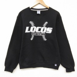 M★古着 ラッセル 長袖 スウェット メンズ 00年代 00s LOCOS クルーネック 黒 26apr06