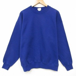XL★古着 リー Lee 長袖 スウェット メンズ 90年代 90s 無地 クルーネック 青 26apr06