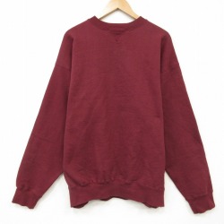 XL★古着 長袖 スウェット メンズ 90年代 90s 無地 クルーネック エンジ 26apr06