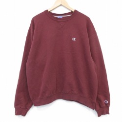 XL★古着 チャンピオン champion 長袖 スウェット メンズ 00年代 00s ワンポイントロゴ 大きいサイズ クルーネック エンジ 26apr07