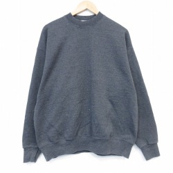 XL★古着 長袖 スウェット メンズ 00年代 00s 無地  クルーネック 濃グレー 霜降り 26apr07