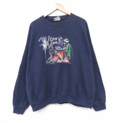 XL★古着 リー Lee 長袖 スウェット メンズ 90年代 90s wise大きいサイズ クルーネック 紺 26apr07