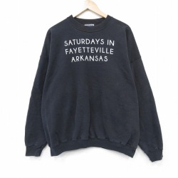 XL★古着 ヘインズ 長袖 スウェット メンズ 00年代 00s SATURDAYS 大きいサイズ クルーネック 黒 26apr07
