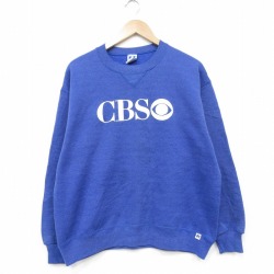 L★古着 ラッセル 長袖 スウェット メンズ 90年代 90s CBS クルーネック USA製 青【spe】 26apr07