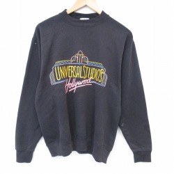 M★古着 長袖 スウェット メンズ 80年代 80s ユニバーサルスタジオ クルーネック USA製 黒【spe】 26apr07