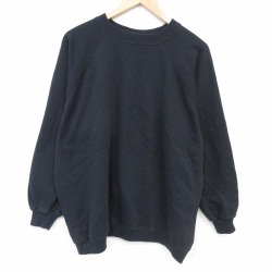 XL★古着 ヘインズ 長袖 スウェット メンズ 90年代 90s 無地 大きいサイズ ラグラン クルーネック USA製 黒 26apr07