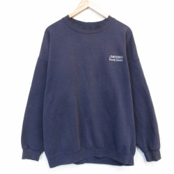 XL★古着 リー Lee 長袖 スウェット メンズ 90年代 90s JANITRONICS 大きいサイズ クルーネック USA製 紺 26apr08