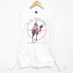 L★古着 長袖 スウェット メンズ 80年代 80s キャメル クルーネック USA製 白 26apr08