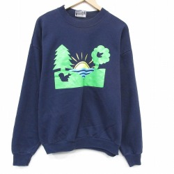 XL★古着 リー Lee 長袖 スウェット メンズ 90年代 90s リス クルーネック USA製 薄紺 26apr09
