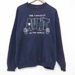 XL★古着 リー Lee 長袖 スウェット メンズ 90年代 90s AUNT クルーネック USA製 薄紺 26apr09