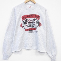 XL★古着 ジャージーズ 長袖 スウェット メンズ 80年代 80s CLAY ショート丈 ラグラン クルーネック USA製 薄グレー 霜降り 26apr21