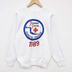 M★古着 フルーツオブザルーム 長袖 スウェット メンズ 80年代 80s 病院 ラグラン クルーネック USA製 白 26apr11