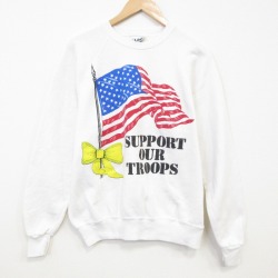 XL★古着 リー Lee 長袖 スウェット メンズ 80年代 80s 星条旗 クルーネック USA製 白 26apr16
